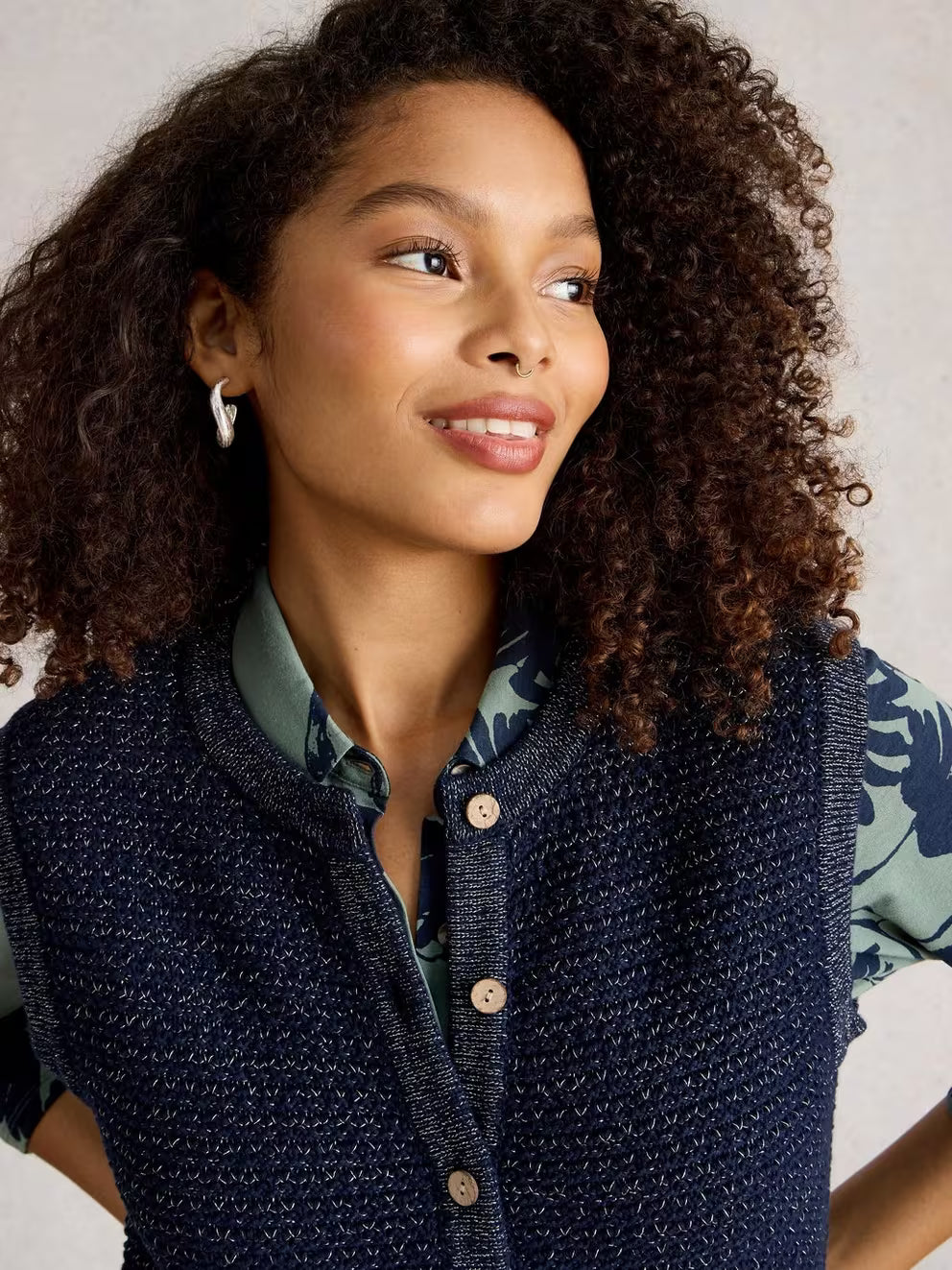 White Stuff Belle Sparkle Vest - Dark Navy