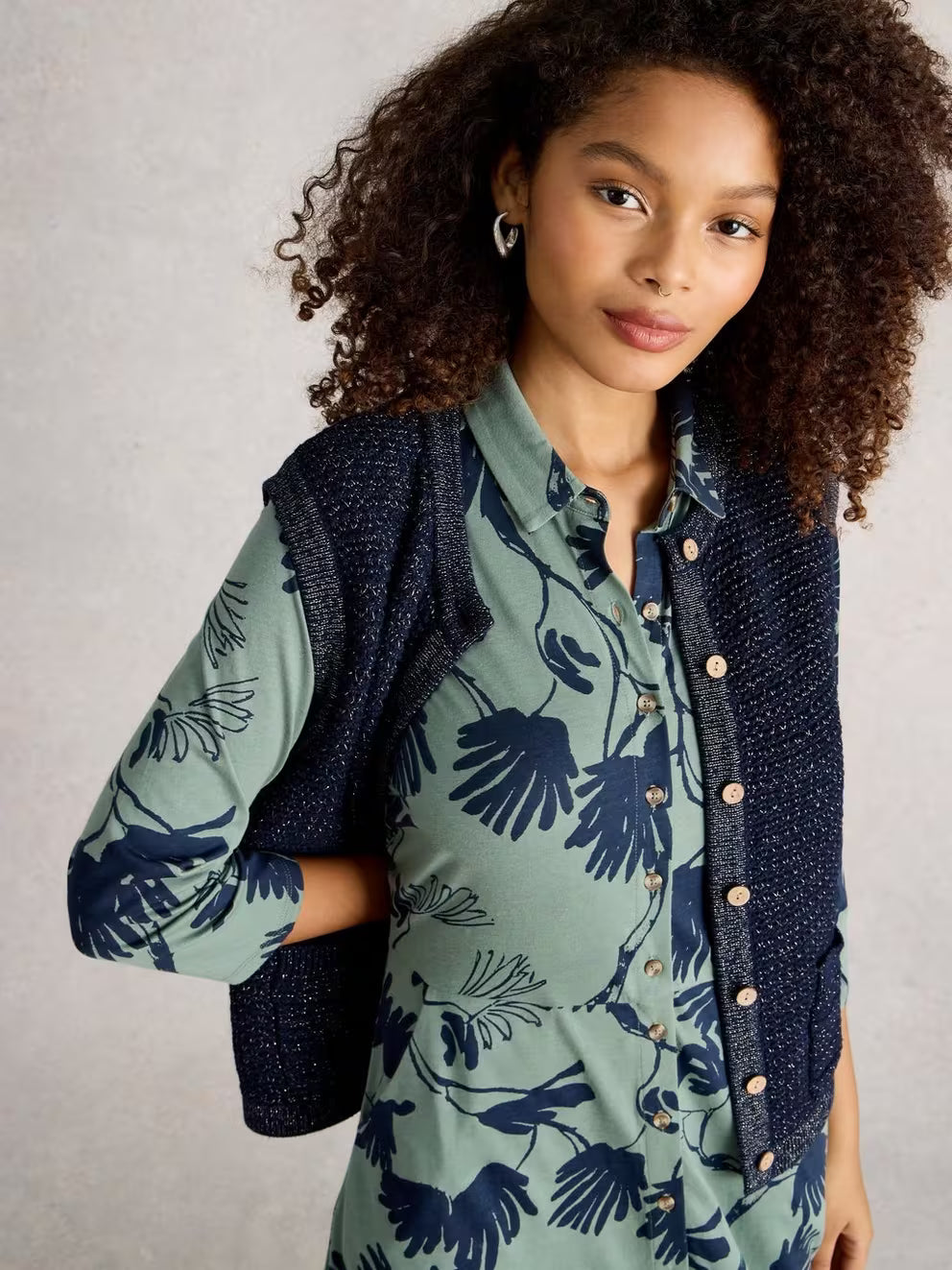 White Stuff Belle Sparkle Vest - Dark Navy