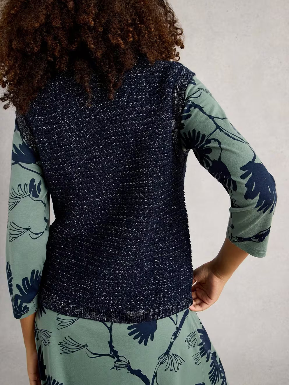 White Stuff Belle Sparkle Vest - Dark Navy