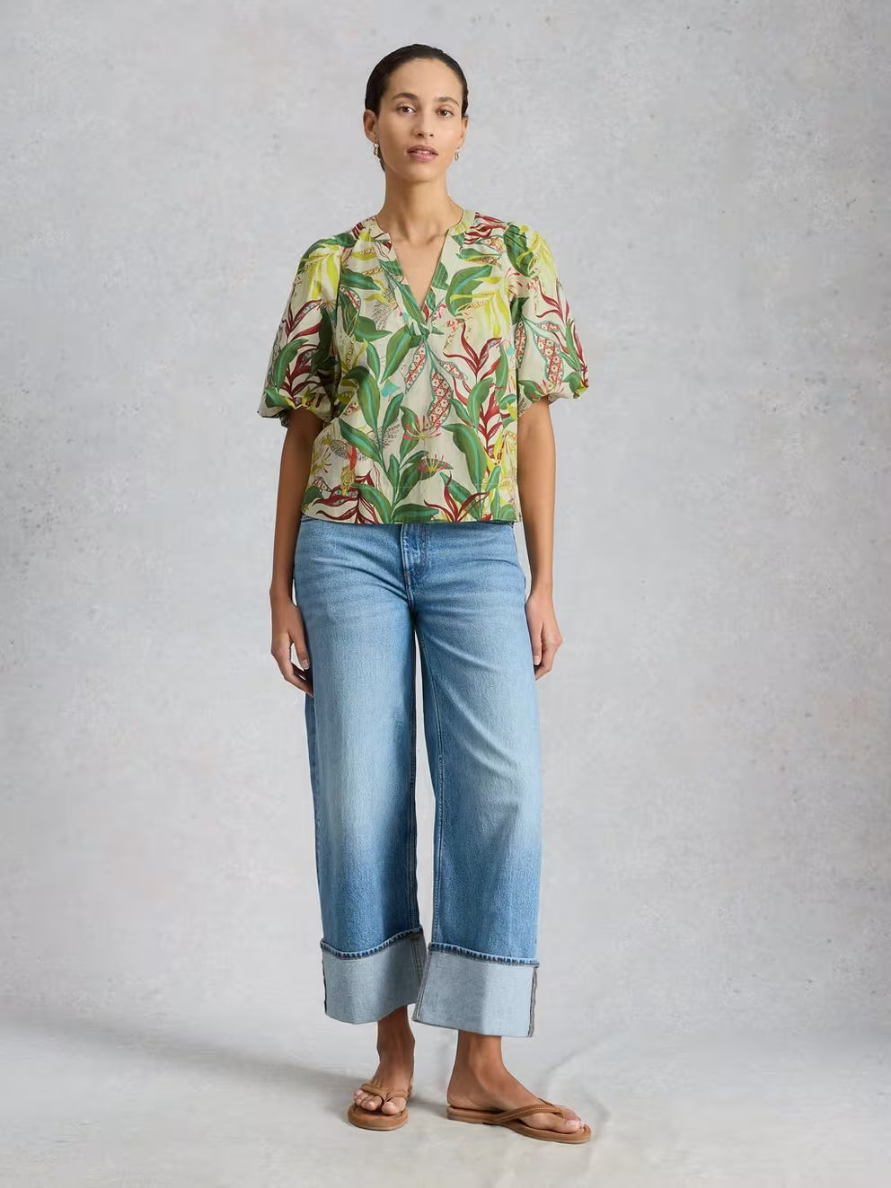 White Stuff Bex Cotton Top - Ivory Print