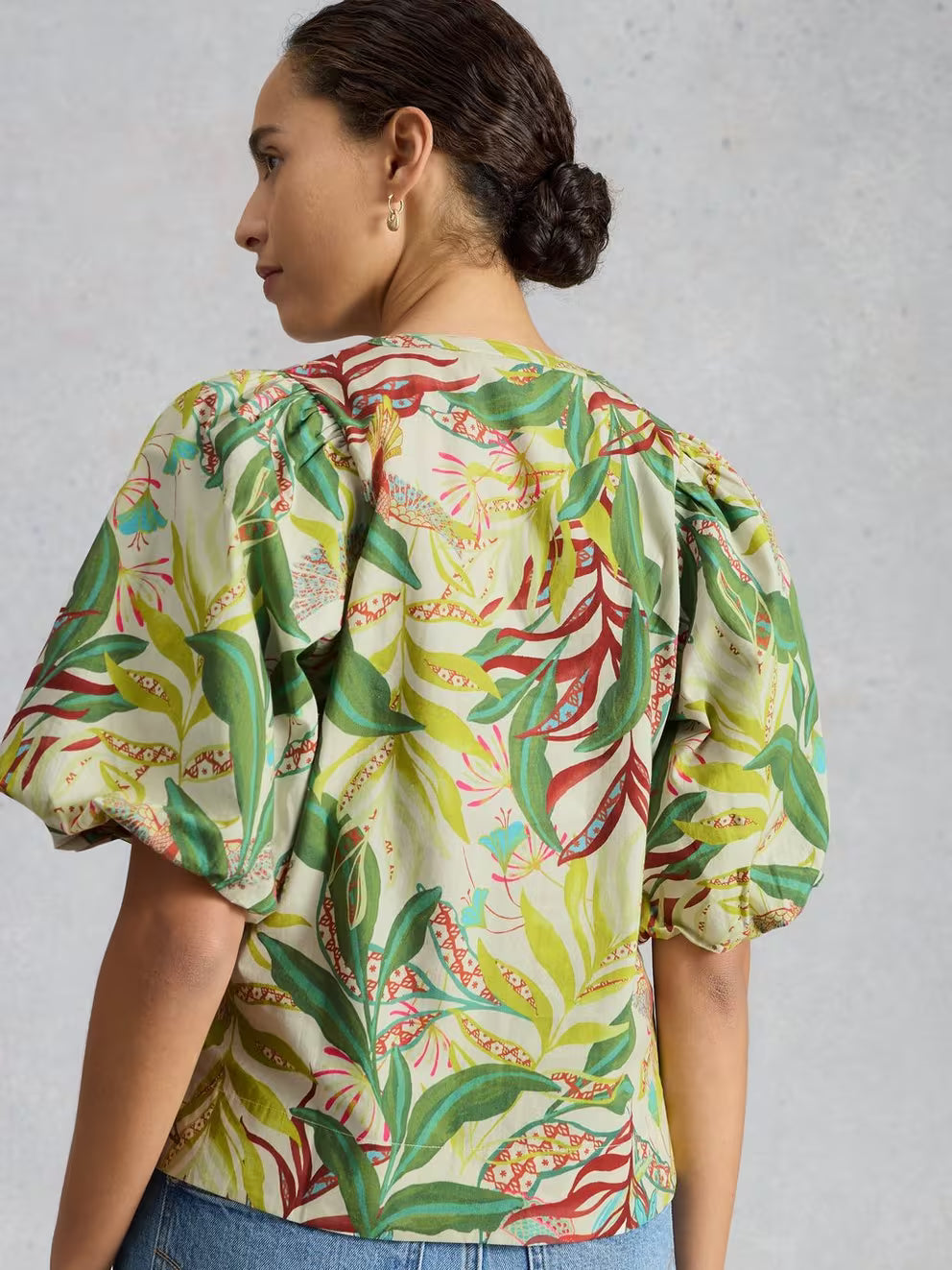 White Stuff Bex Cotton Top - Ivory Print