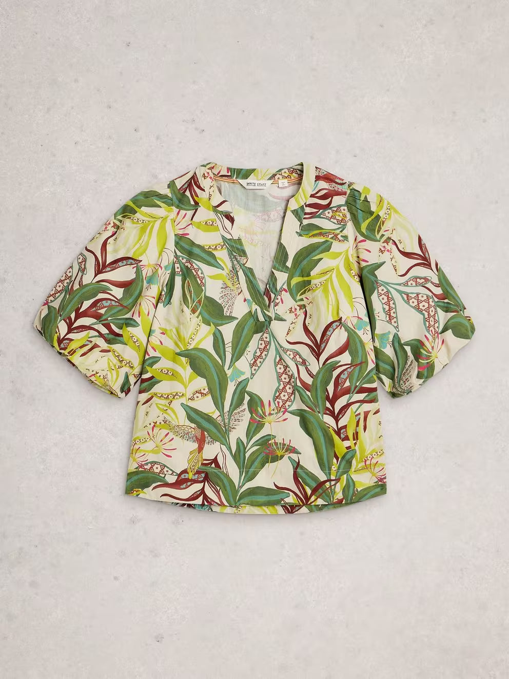 White Stuff Bex Cotton Top - Ivory Print