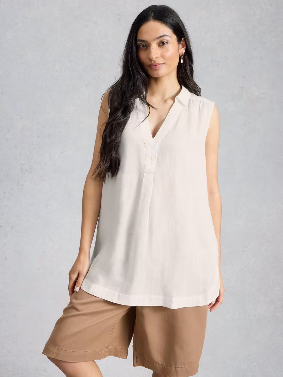 White Stuff Bianca Sleeveless Linen Tunic - White