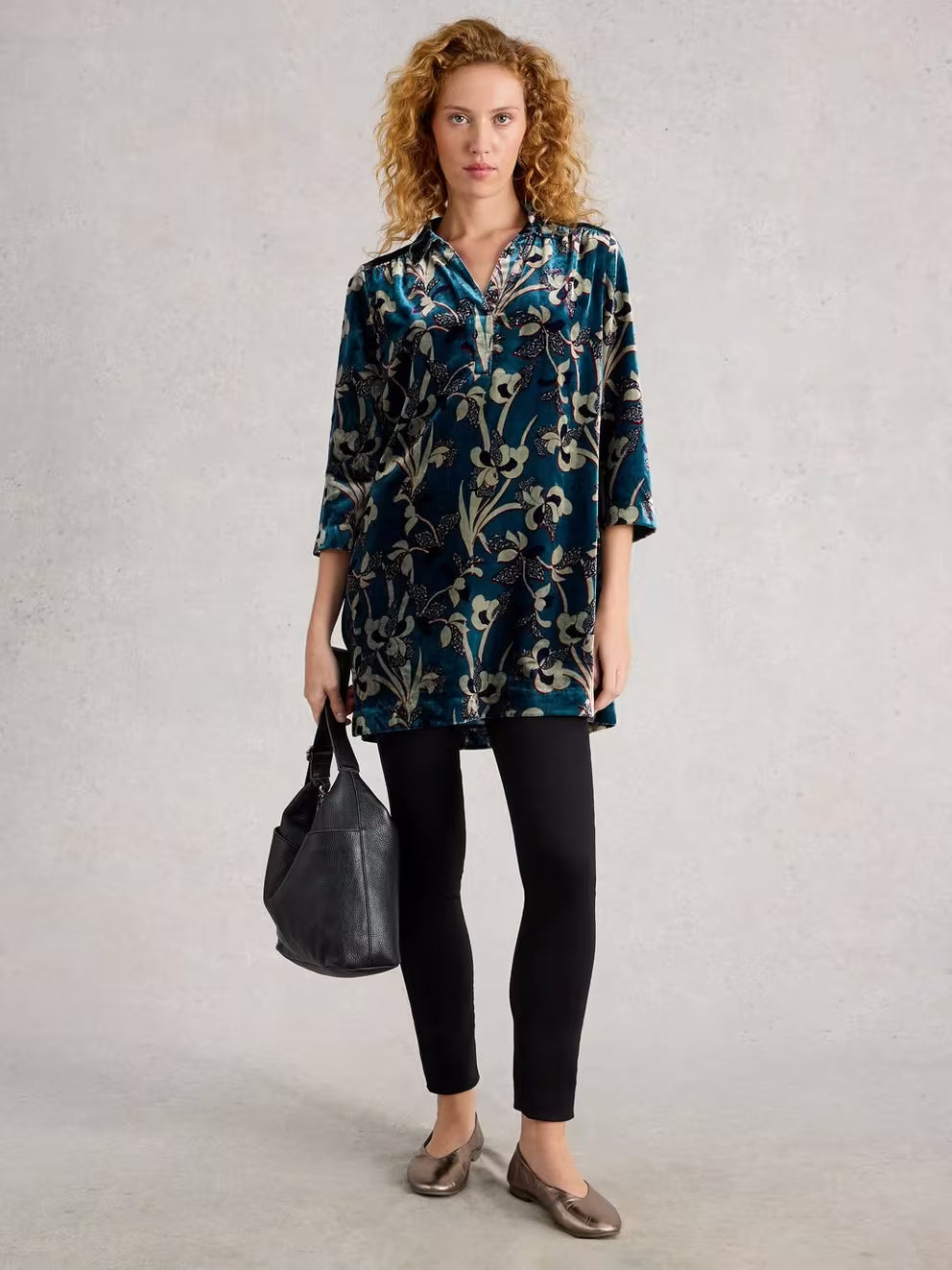 White Stuff Blake Velvet Tunic - Blue Multi