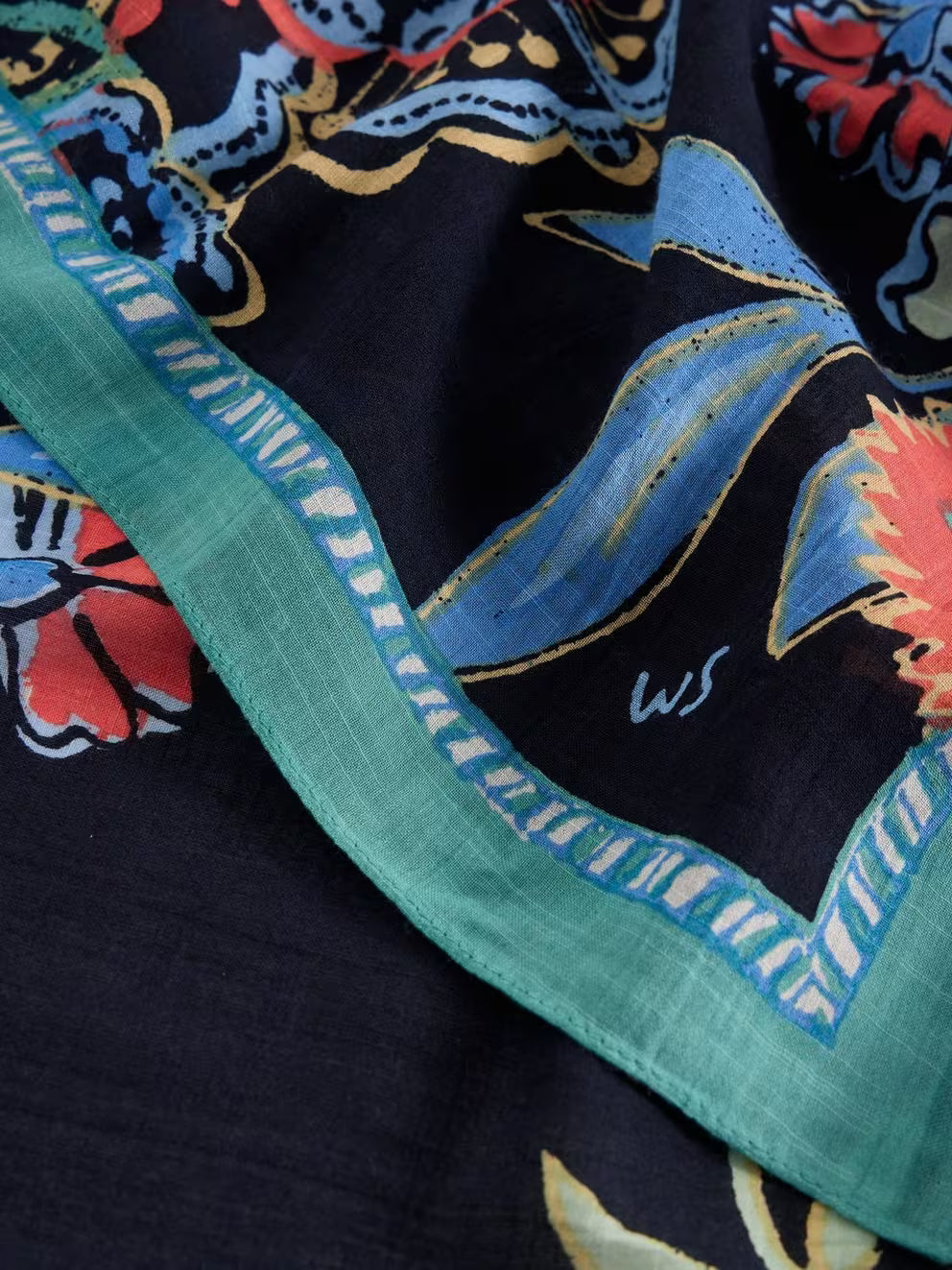 White Stuff Callie Printed Scarf - Navy Multi