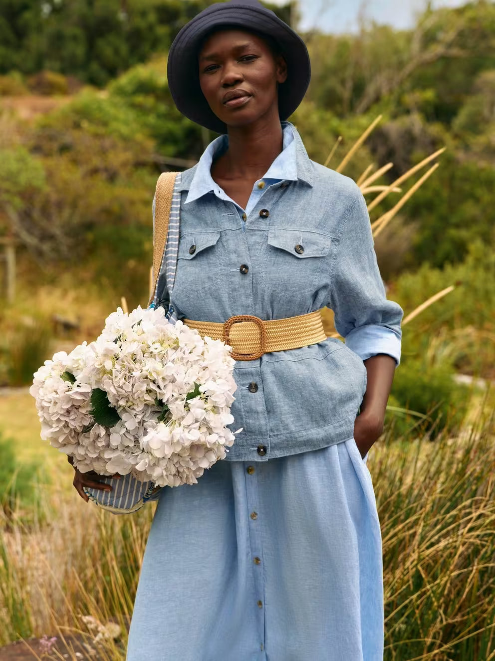 White Stuff Camille Linen Jacket - Chambray Blue