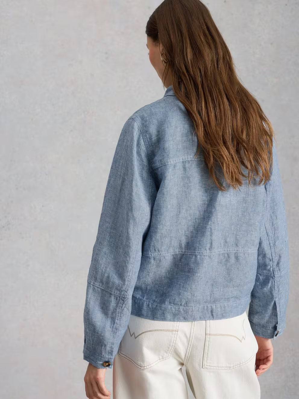 White Stuff Camille Linen Jacket - Chambray Blue