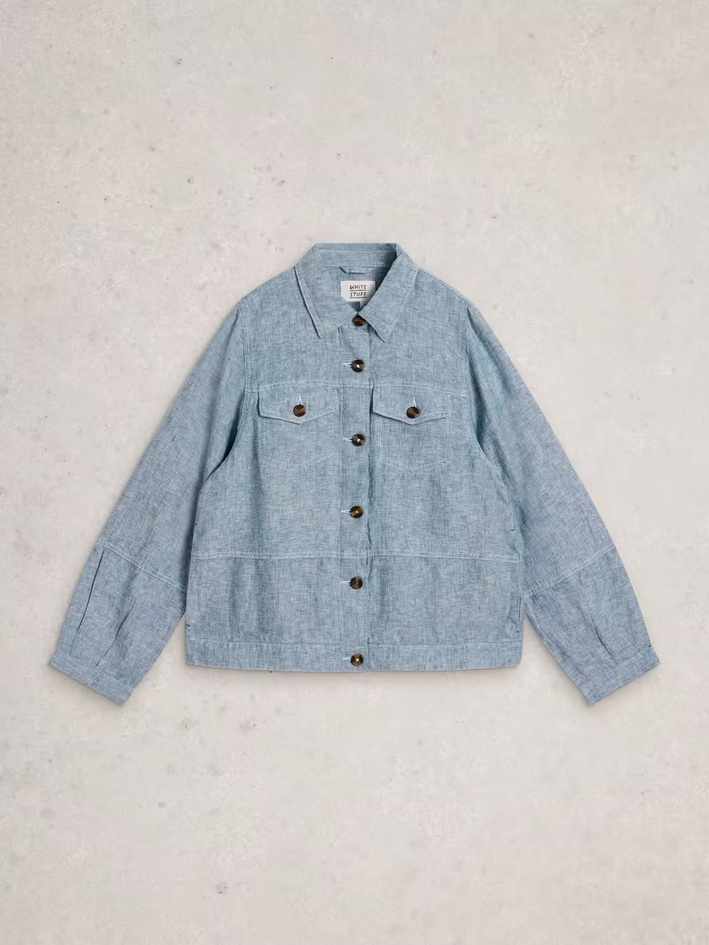 White Stuff Camille Linen Jacket - Chambray Blue