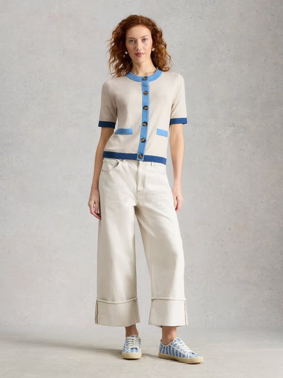 White Stuff Charlotte SS Cardi - Ivory Multi