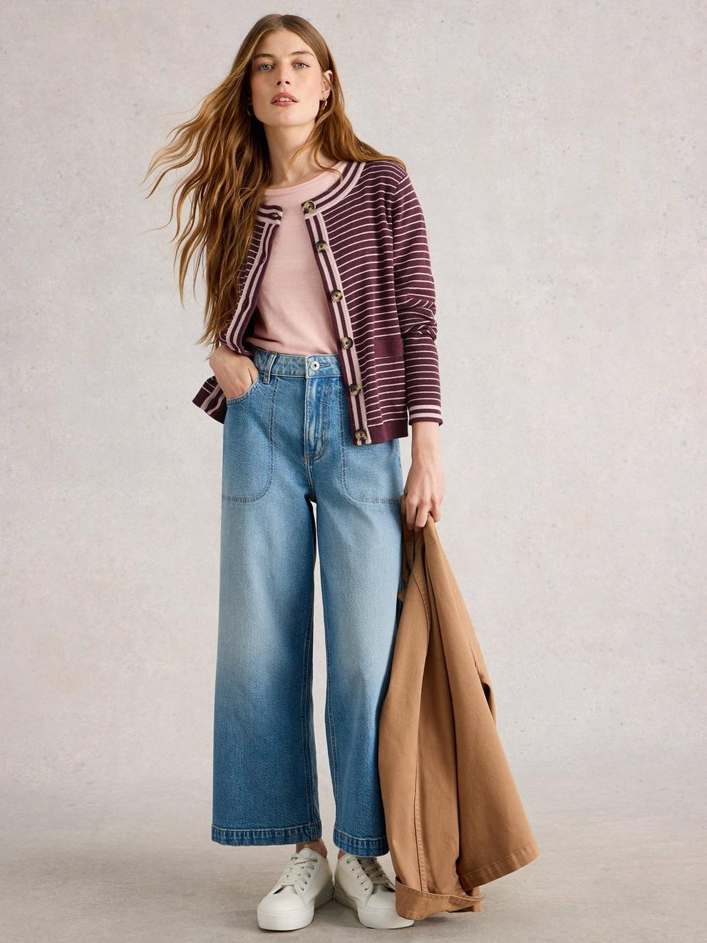 White Stuff Charlotte Stripe Cardi - Plum Multi