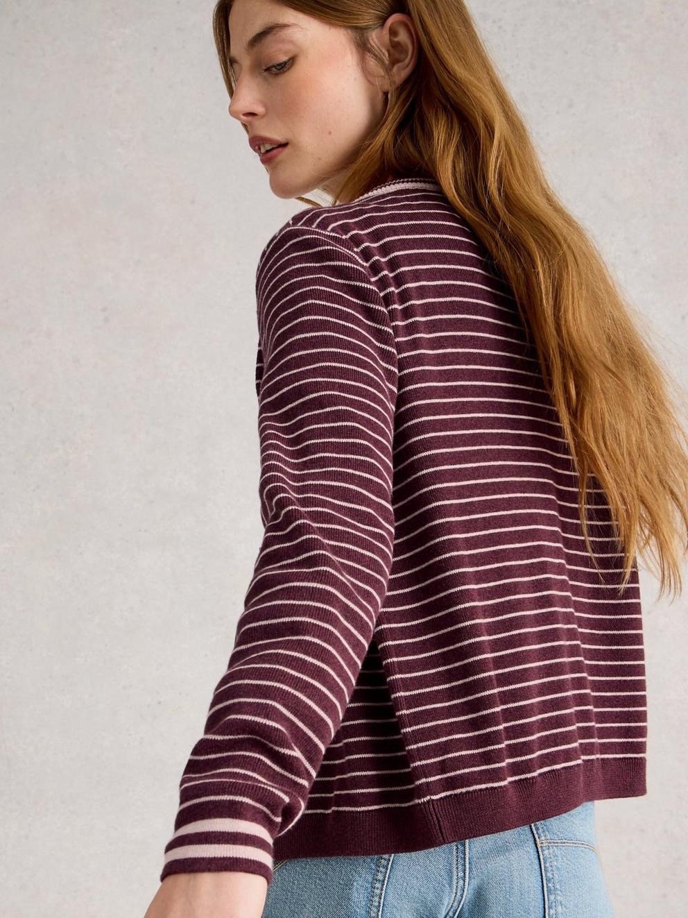 White Stuff Charlotte Stripe Cardi - Plum Multi