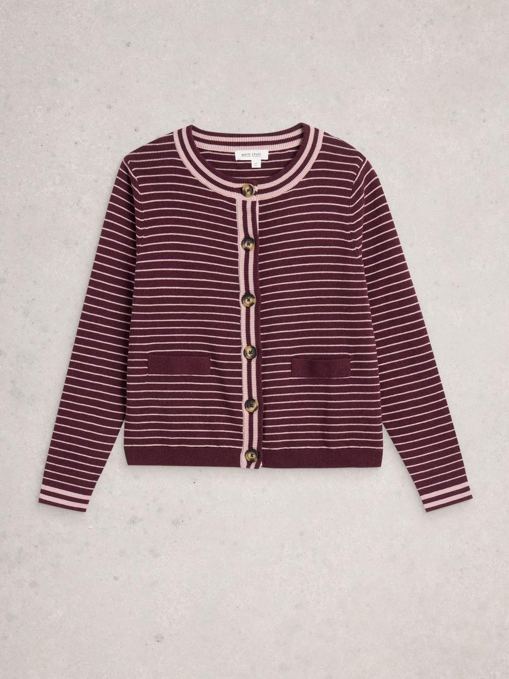 White Stuff Charlotte Stripe Cardi - Plum Multi