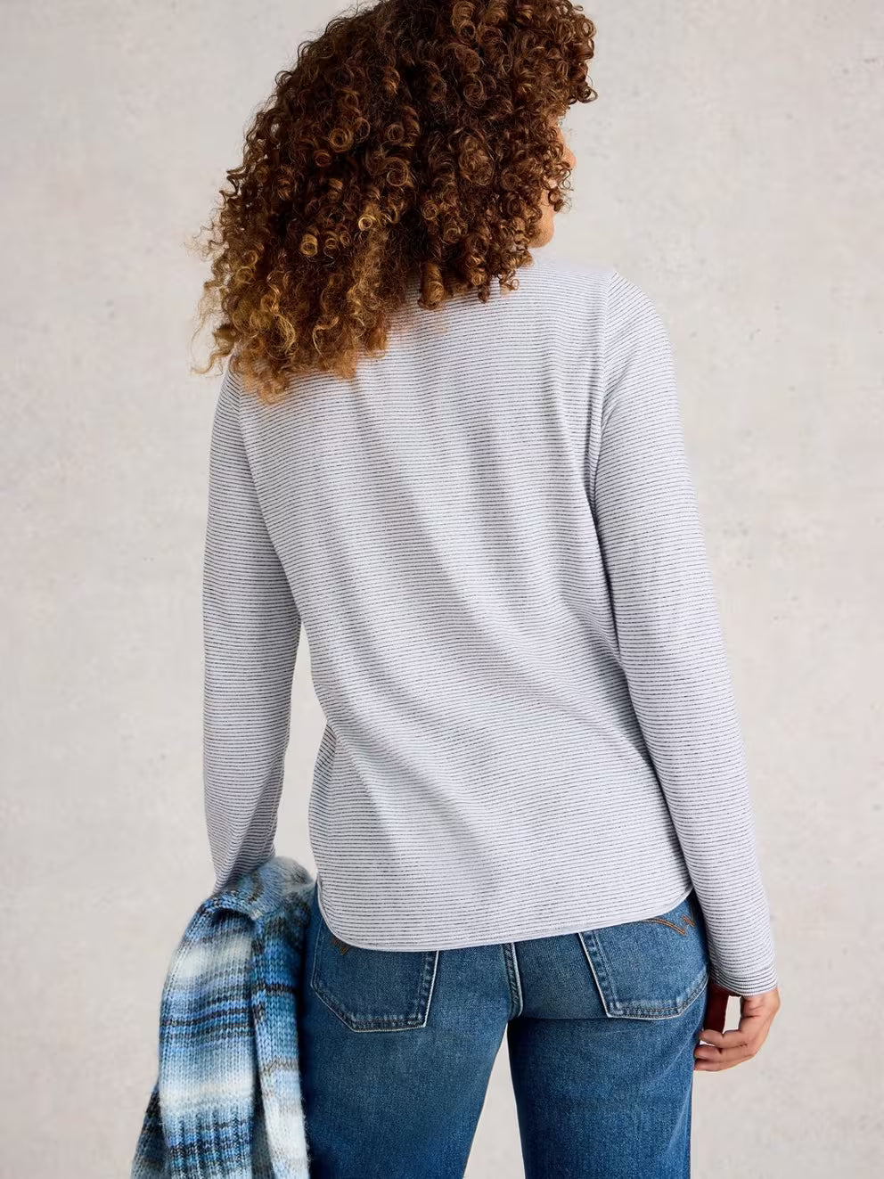 White Stuff Clara LS Sparkle Tee - Ivory Multi