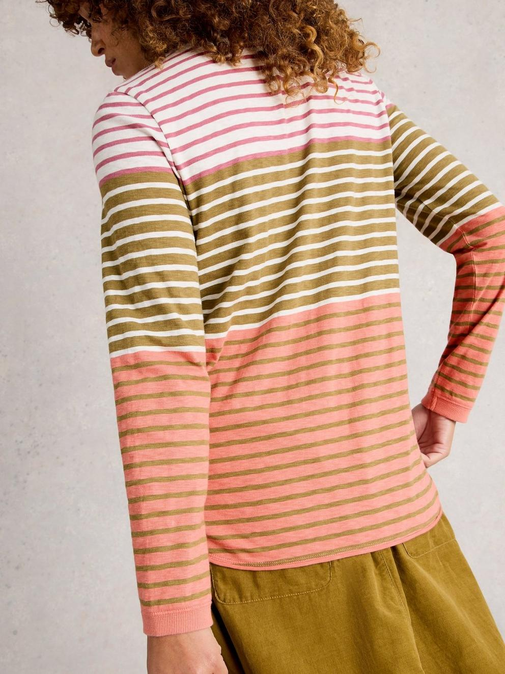 White Stuff Clara LS Stripe Tee - Green Multi