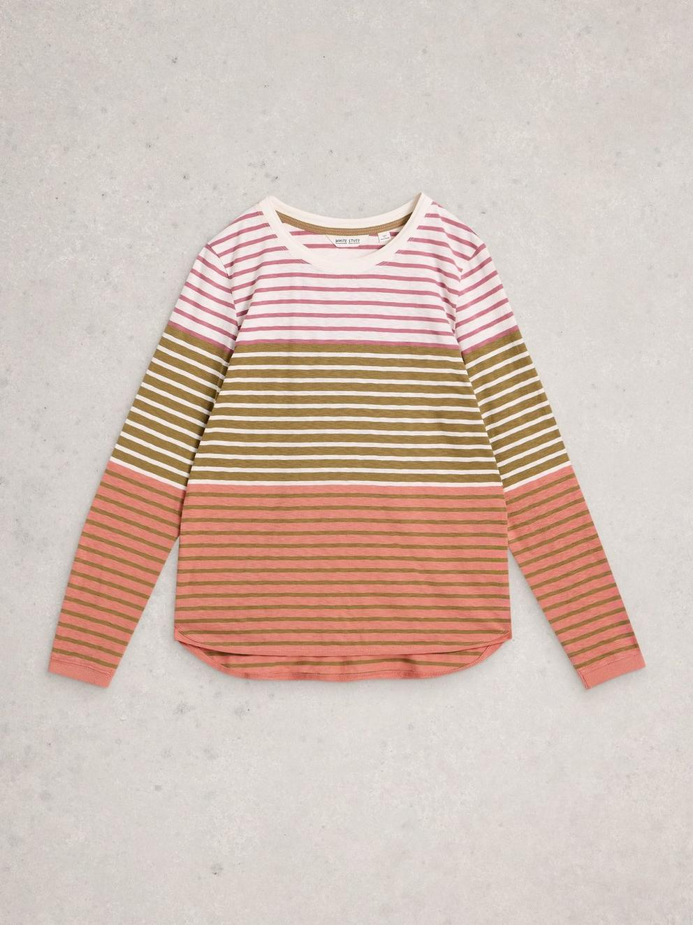 White Stuff Clara LS Stripe Tee - Green Multi