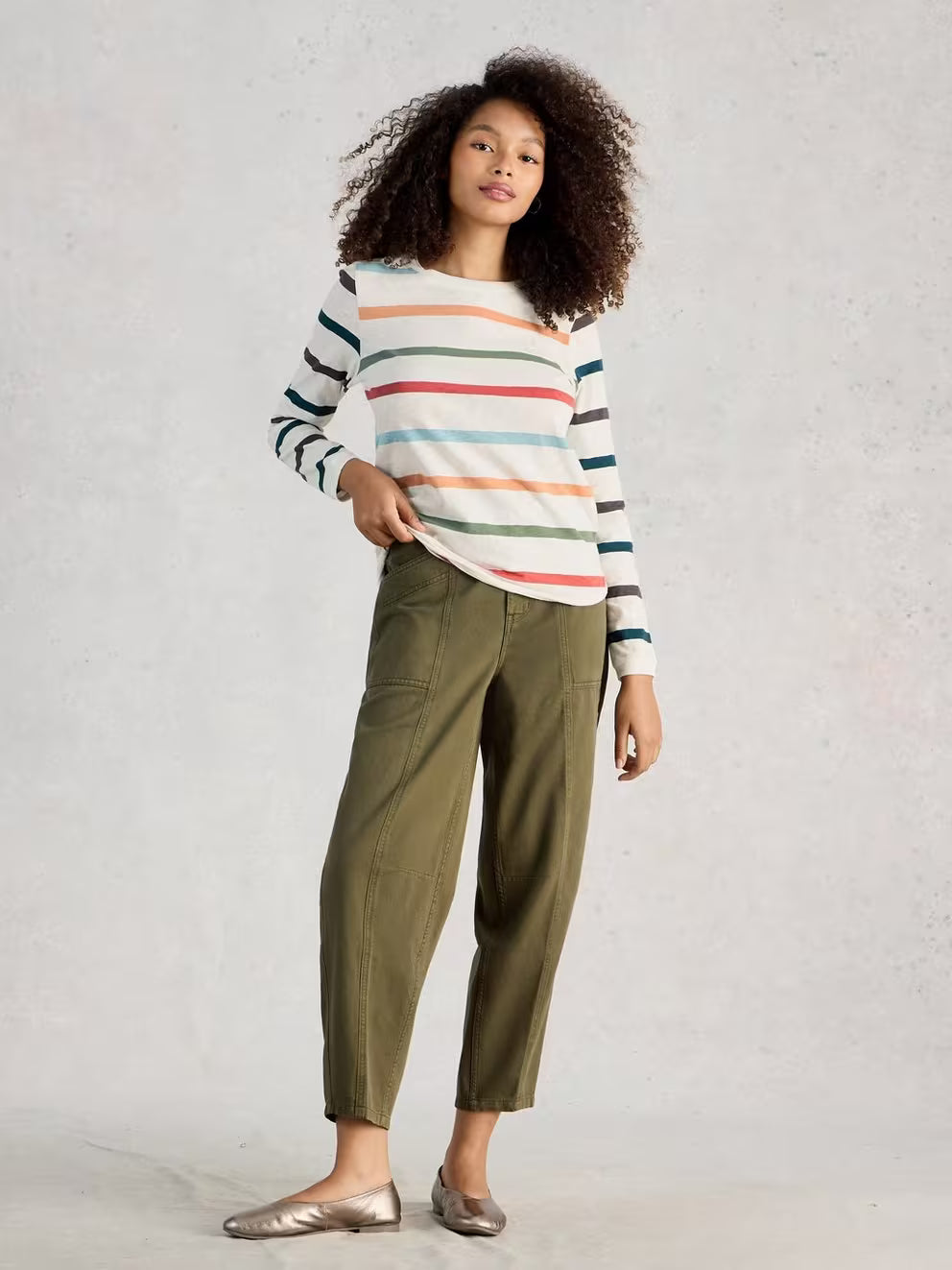 White Stuff Clara LS Stripe Tee - Ivory Multi 26