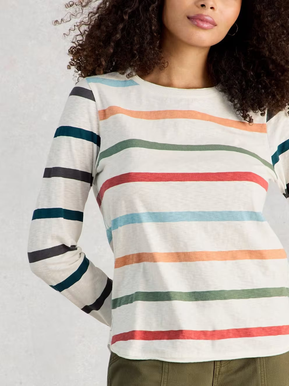 White Stuff Clara LS Stripe Tee - Ivory Multi 26
