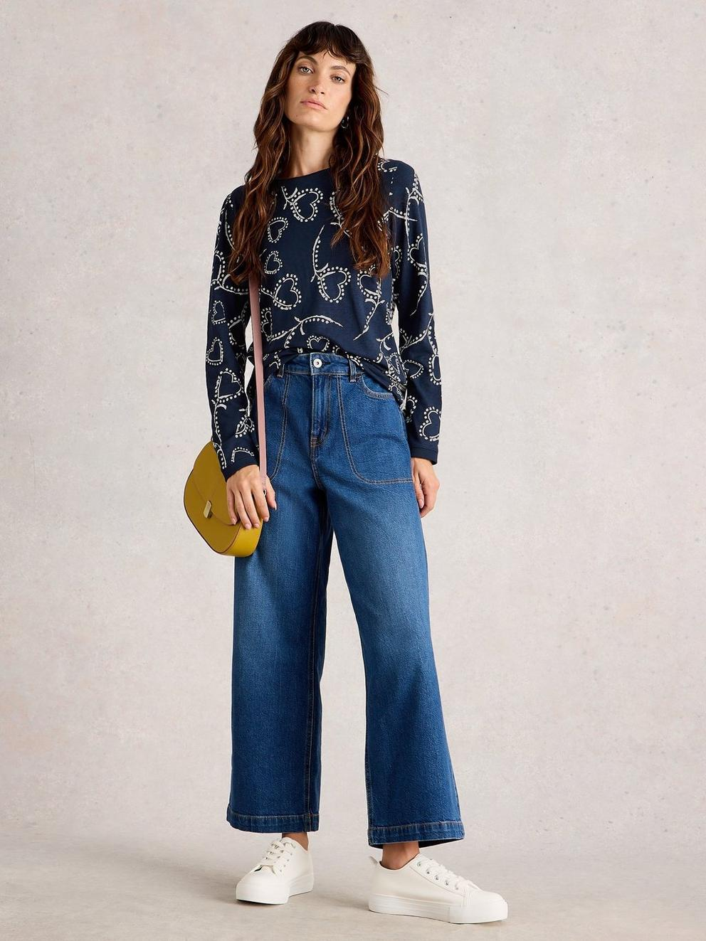 White Stuff Clara LS Tee - Navy Multi