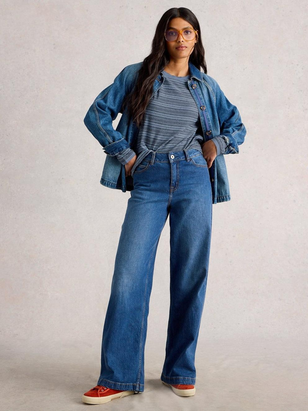 White Stuff Clara Stitch LS Tee - Blue Multi