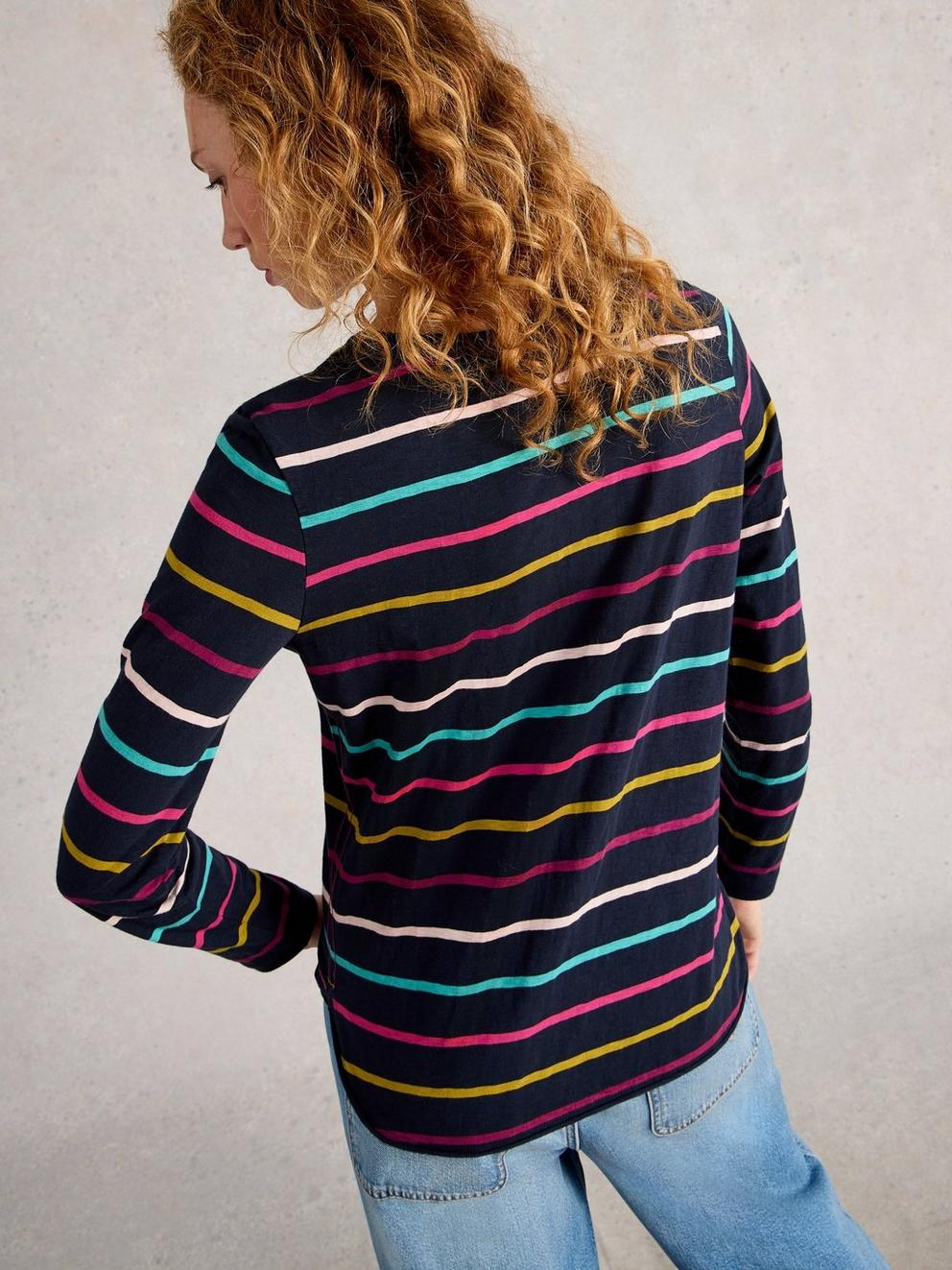 White Stuff Clara Stripe LS Tee - Navy Multi
