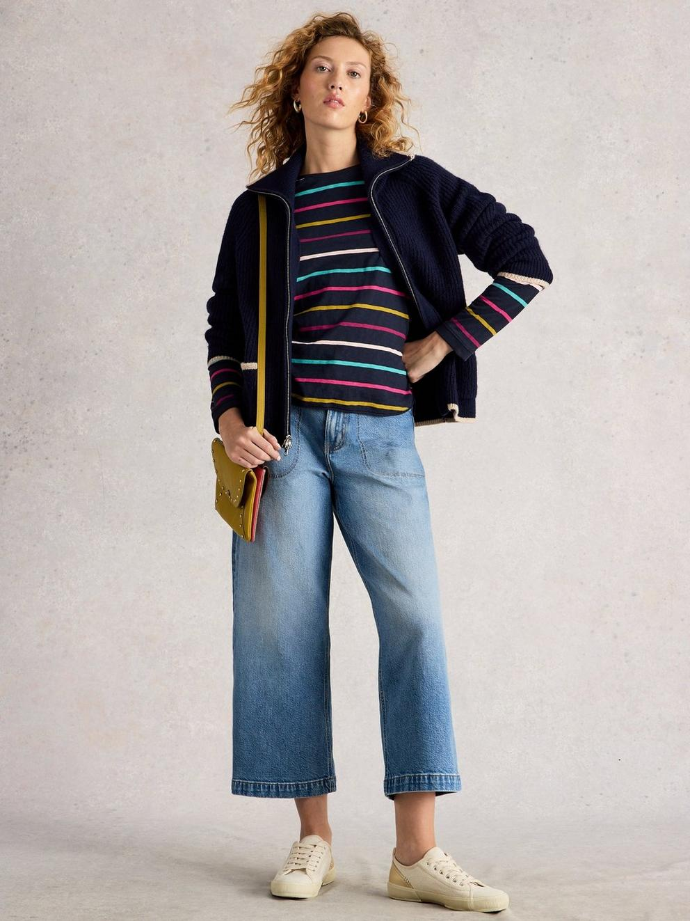 White Stuff Clara Stripe LS Tee - Navy Multi