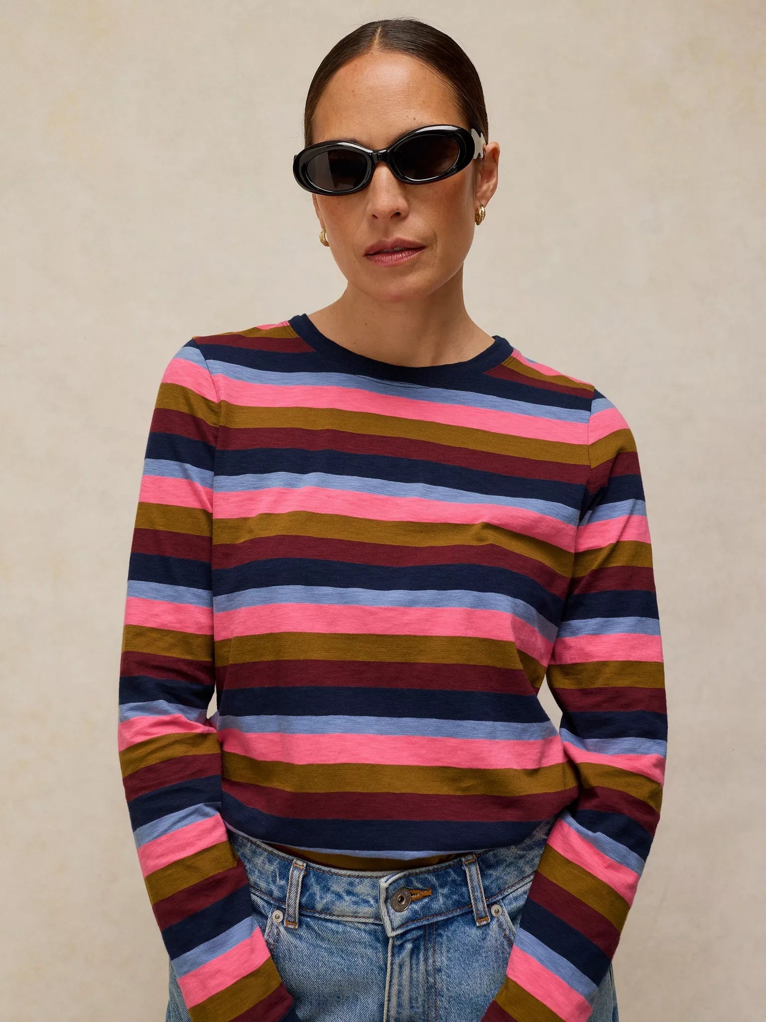 White Stuff Clara Stripe LS Tee - Pink Multi