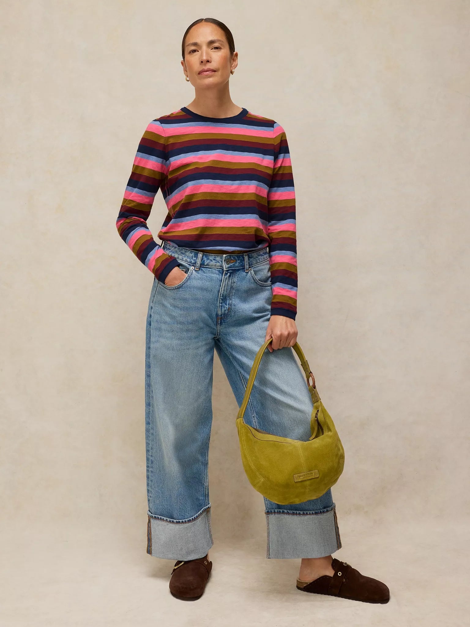 White Stuff Clara Stripe LS Tee - Pink Multi