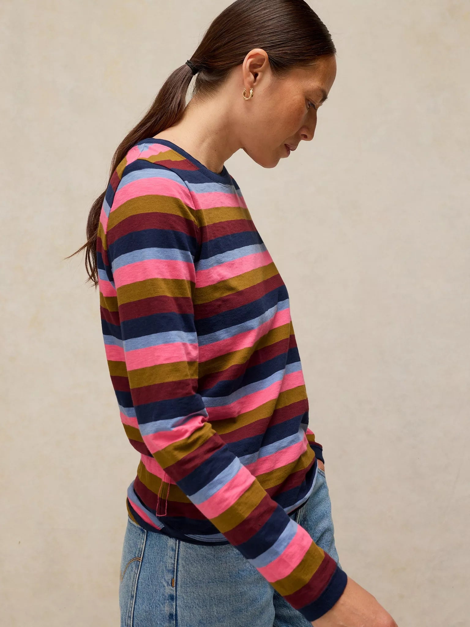 White Stuff Clara Stripe LS Tee - Pink Multi