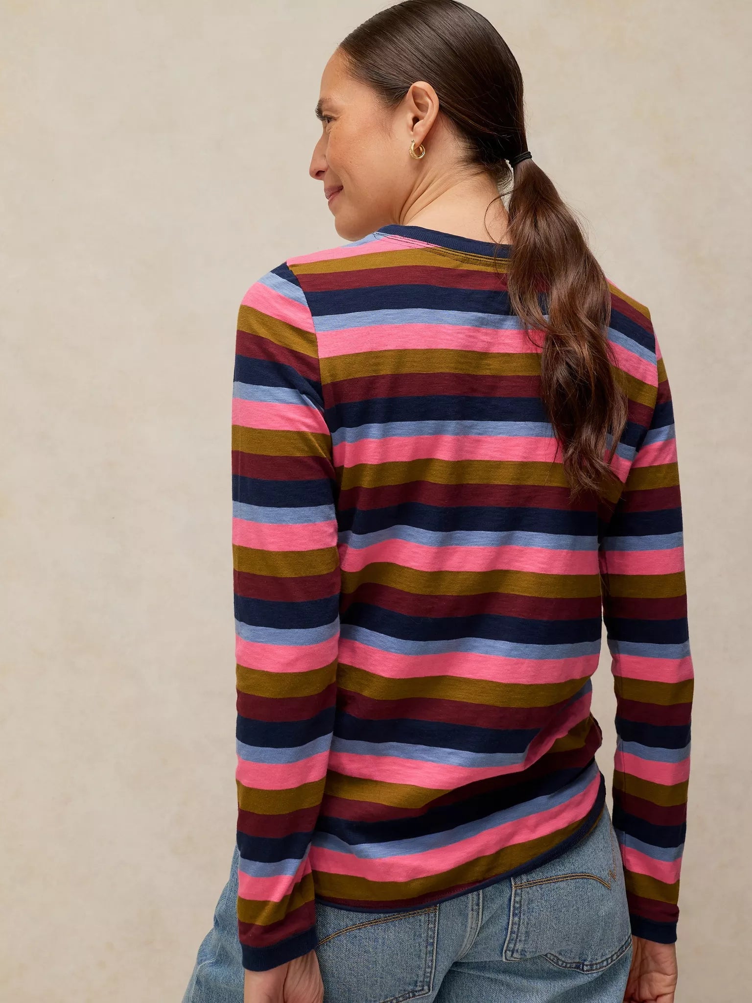 White Stuff Clara Stripe LS Tee - Pink Multi