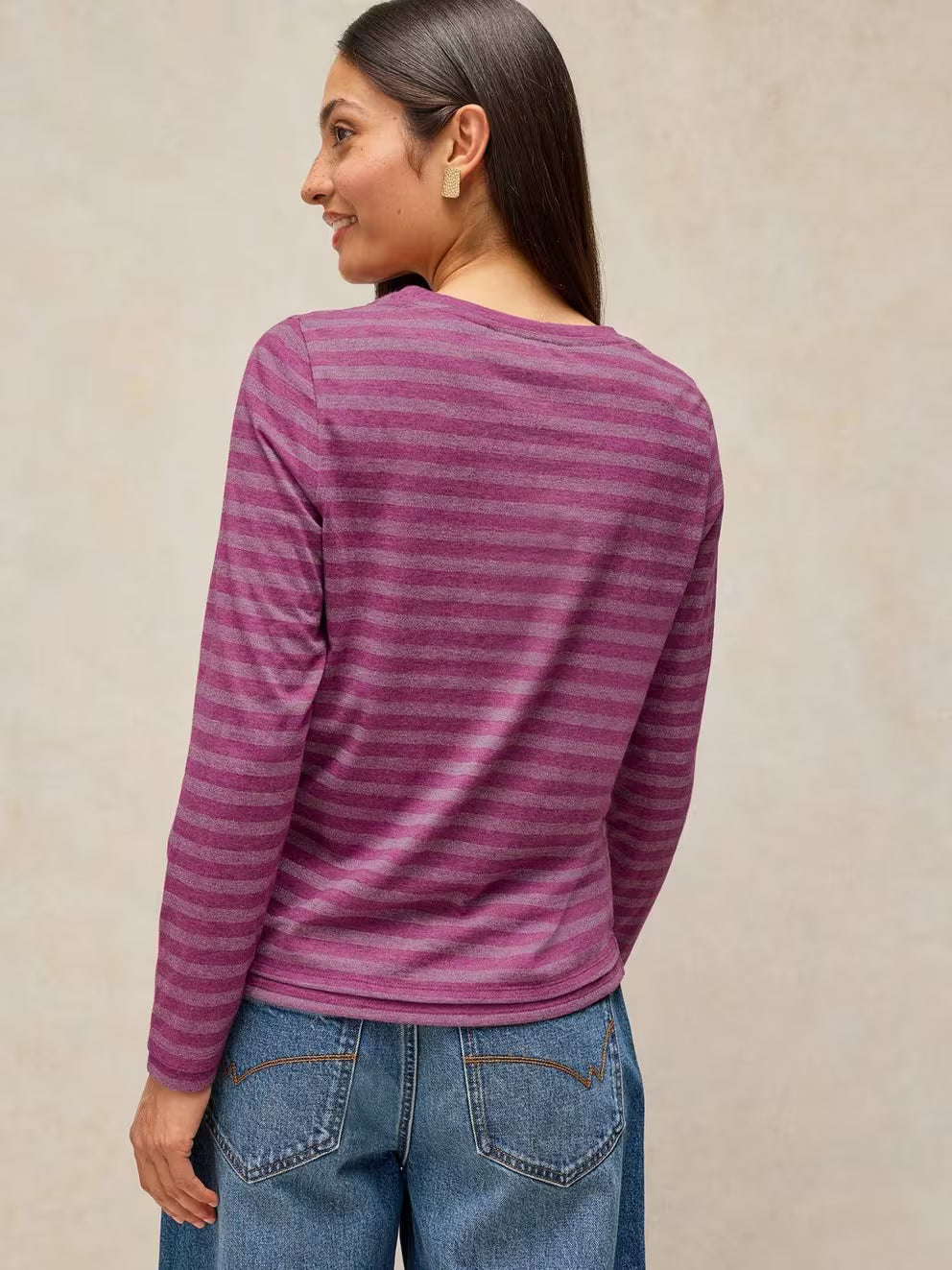 White Stuff Clara Stripe Sparkle Tee - Pink