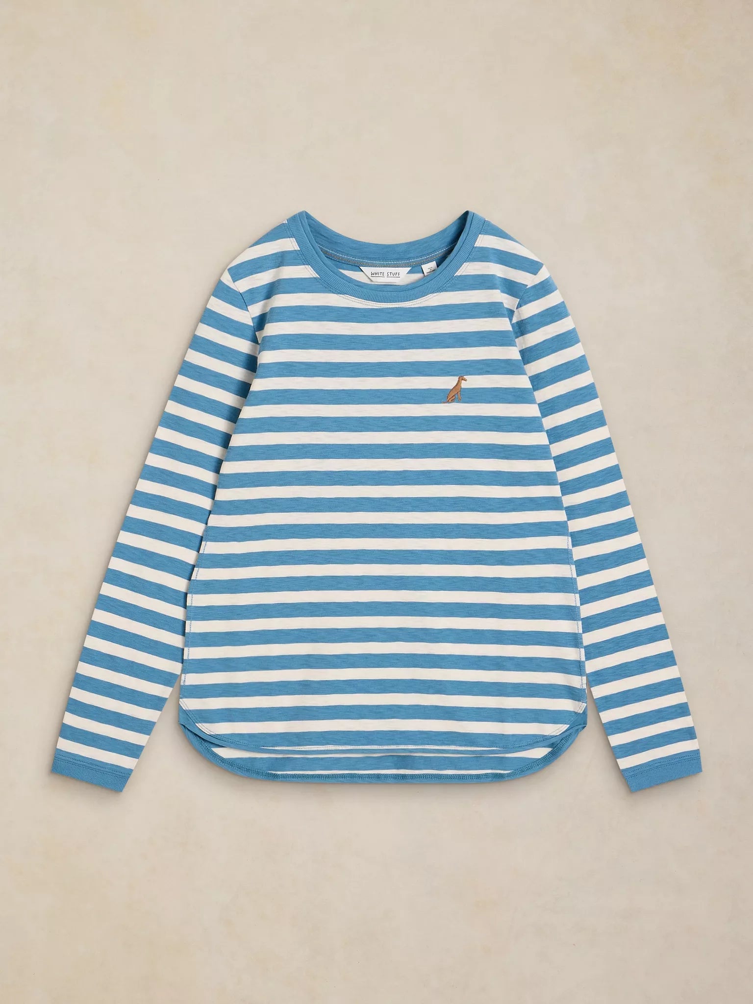White Stuff Clara Striped Embroidered Tee - Ivory