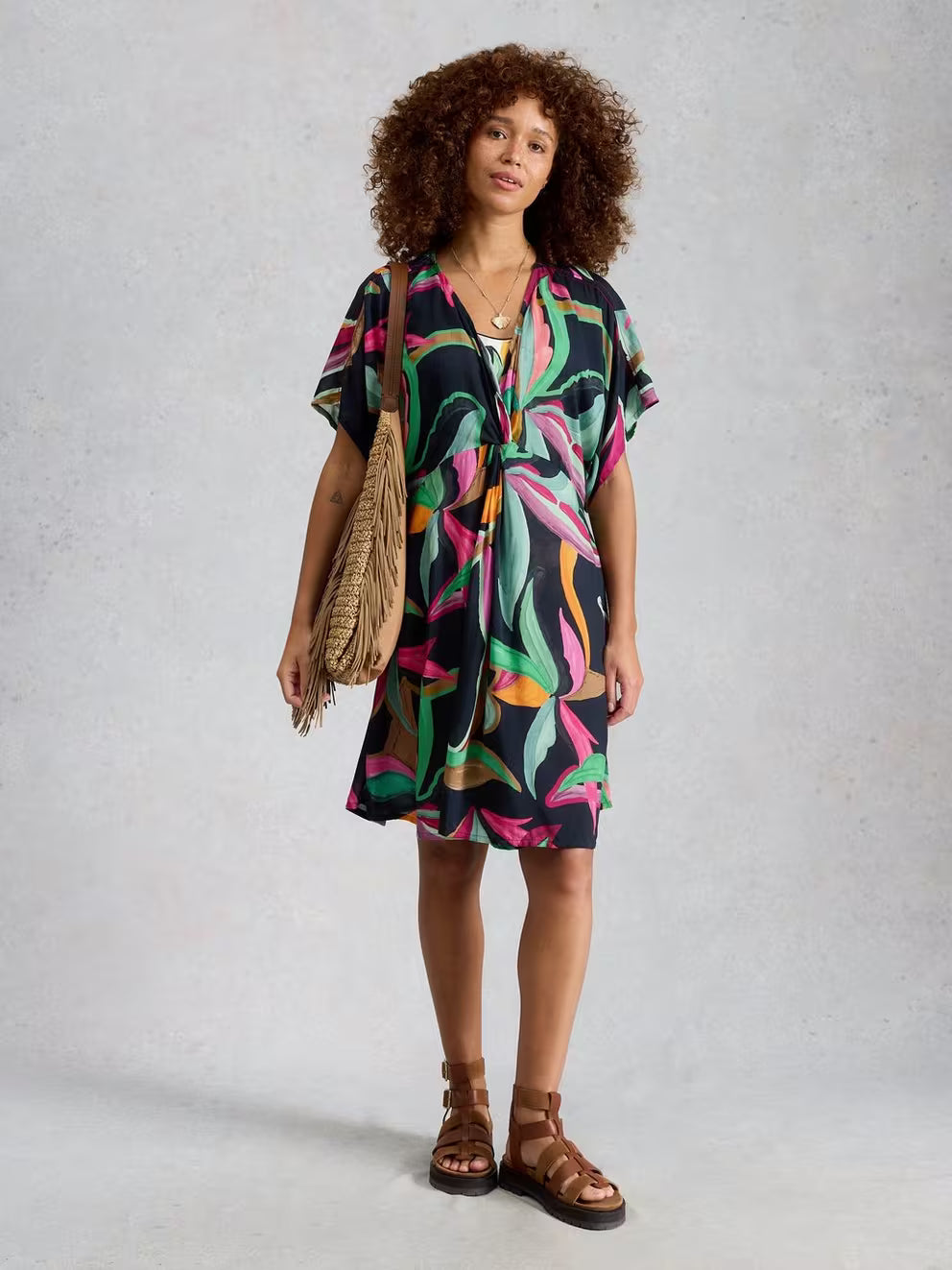 White Stuff Cleo Coverup Kimono - Black Print