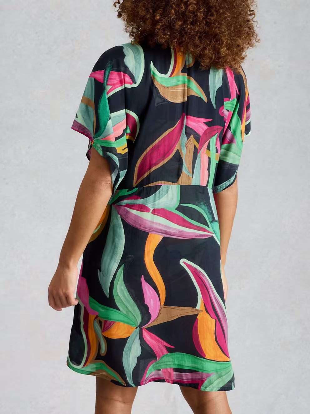 White Stuff Cleo Coverup Kimono - Black Print