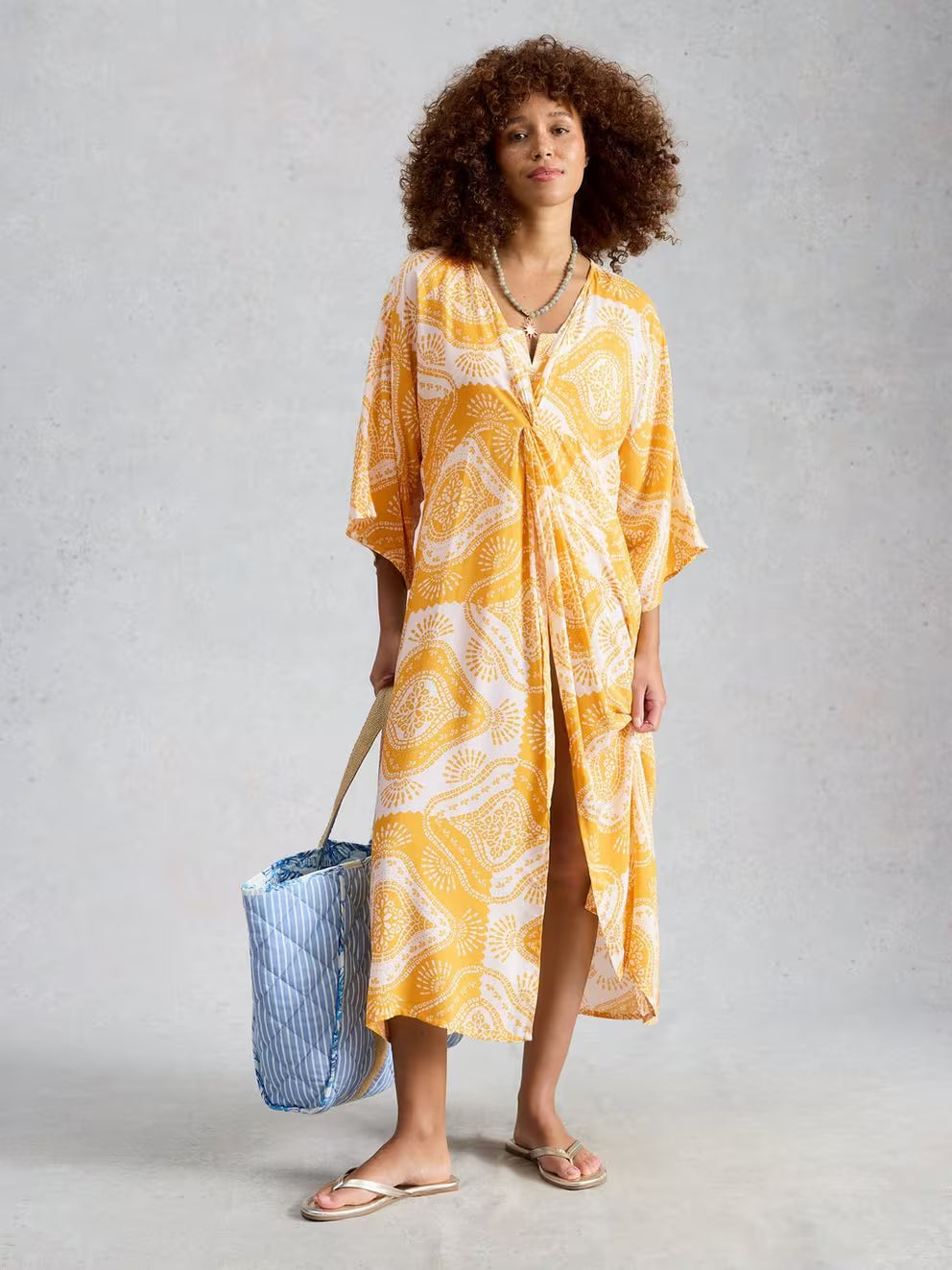 White Stuff Cleo Coverup Kimono - Yellow Print