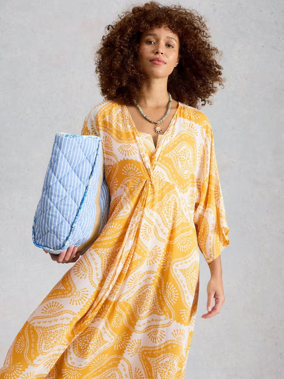 White Stuff Cleo Coverup Kimono - Yellow Print