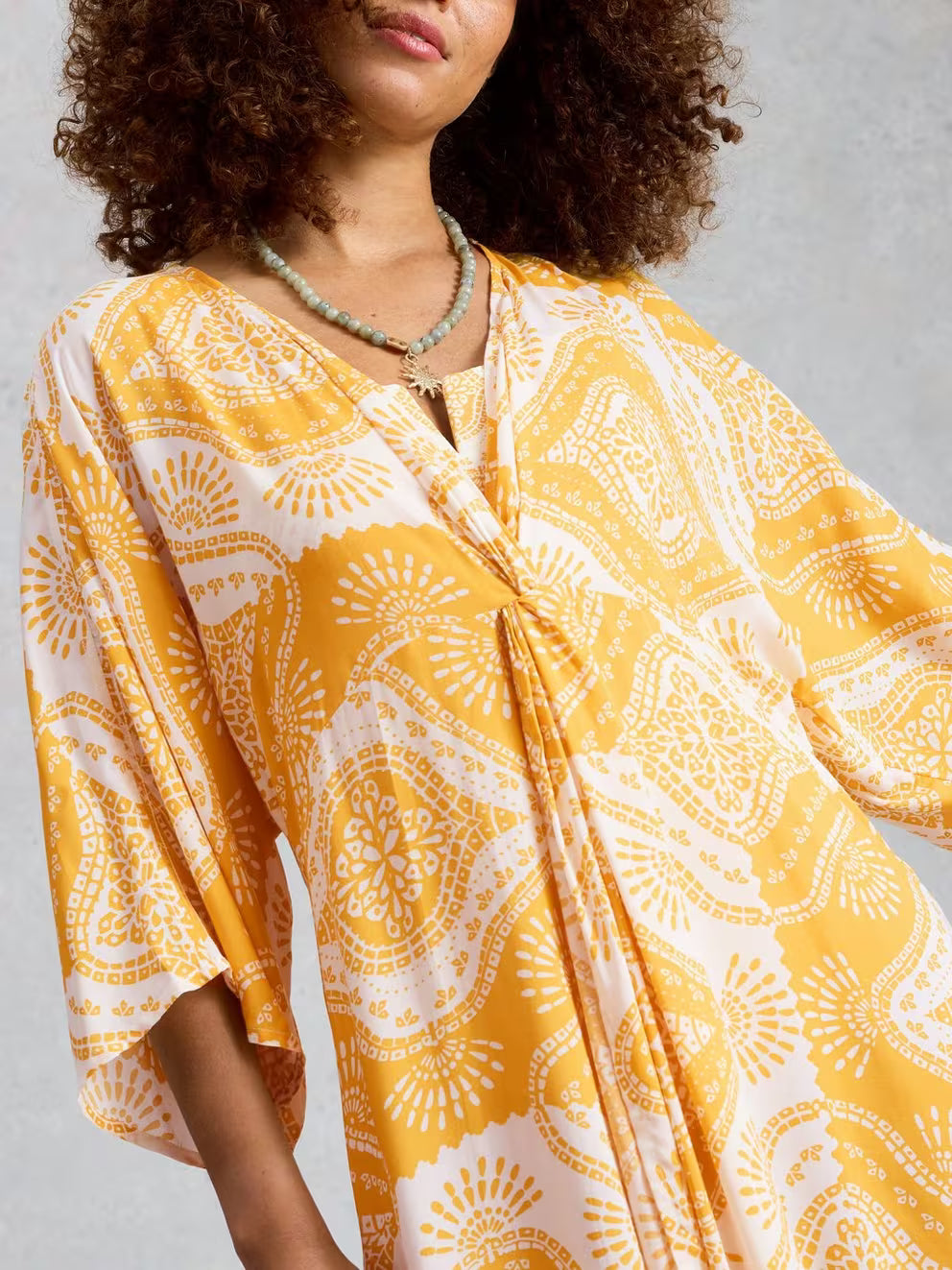 White Stuff Cleo Coverup Kimono - Yellow Print