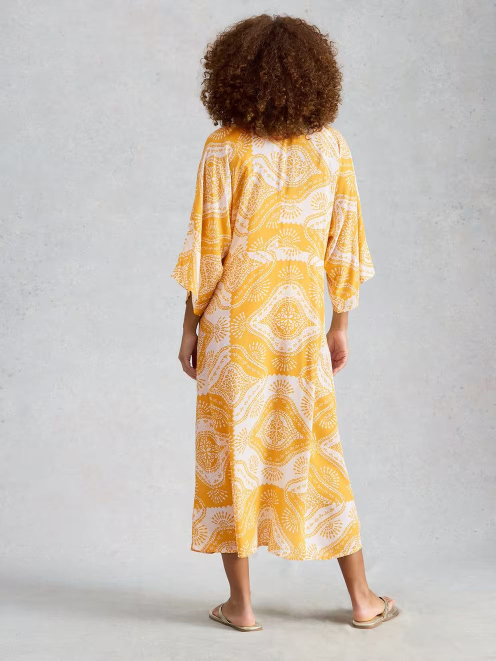 White Stuff Cleo Coverup Kimono - Yellow Print