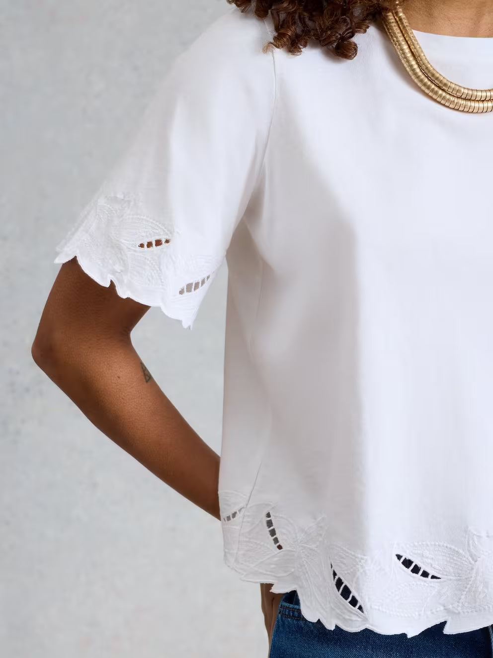 White Stuff Colleen Cutwork Tee - White