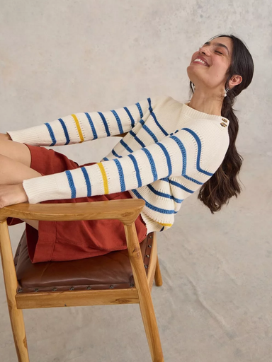 White Stuff Ellie Striped Jumper - Natural Clothing - Tops - Sweaters - Pullovers by White Stuff | Grace the Boutique