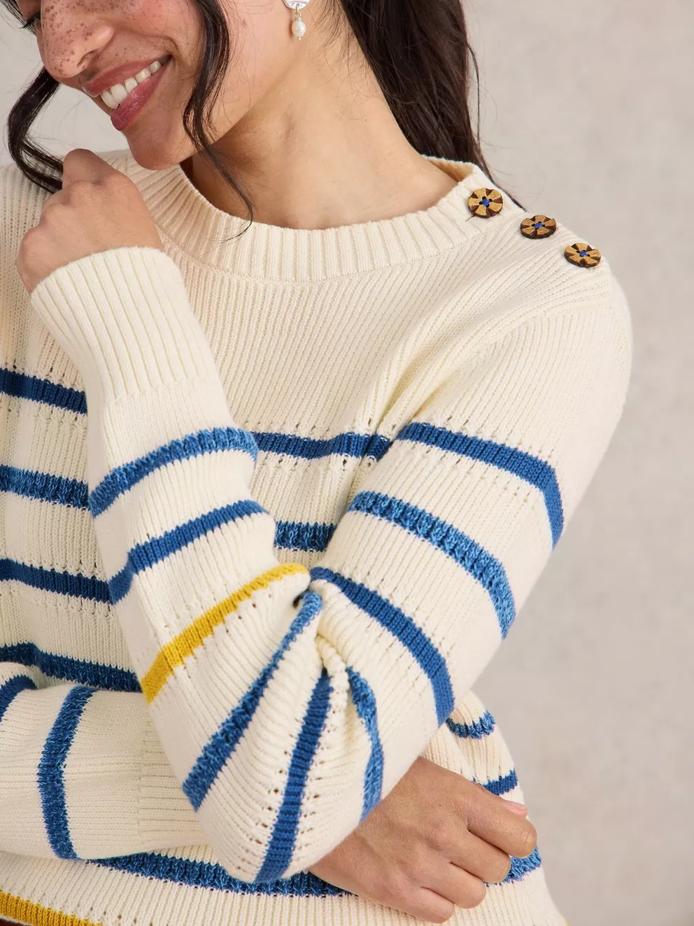 White Stuff Ellie Striped Jumper - Natural Clothing - Tops - Sweaters - Pullovers by White Stuff | Grace the Boutique