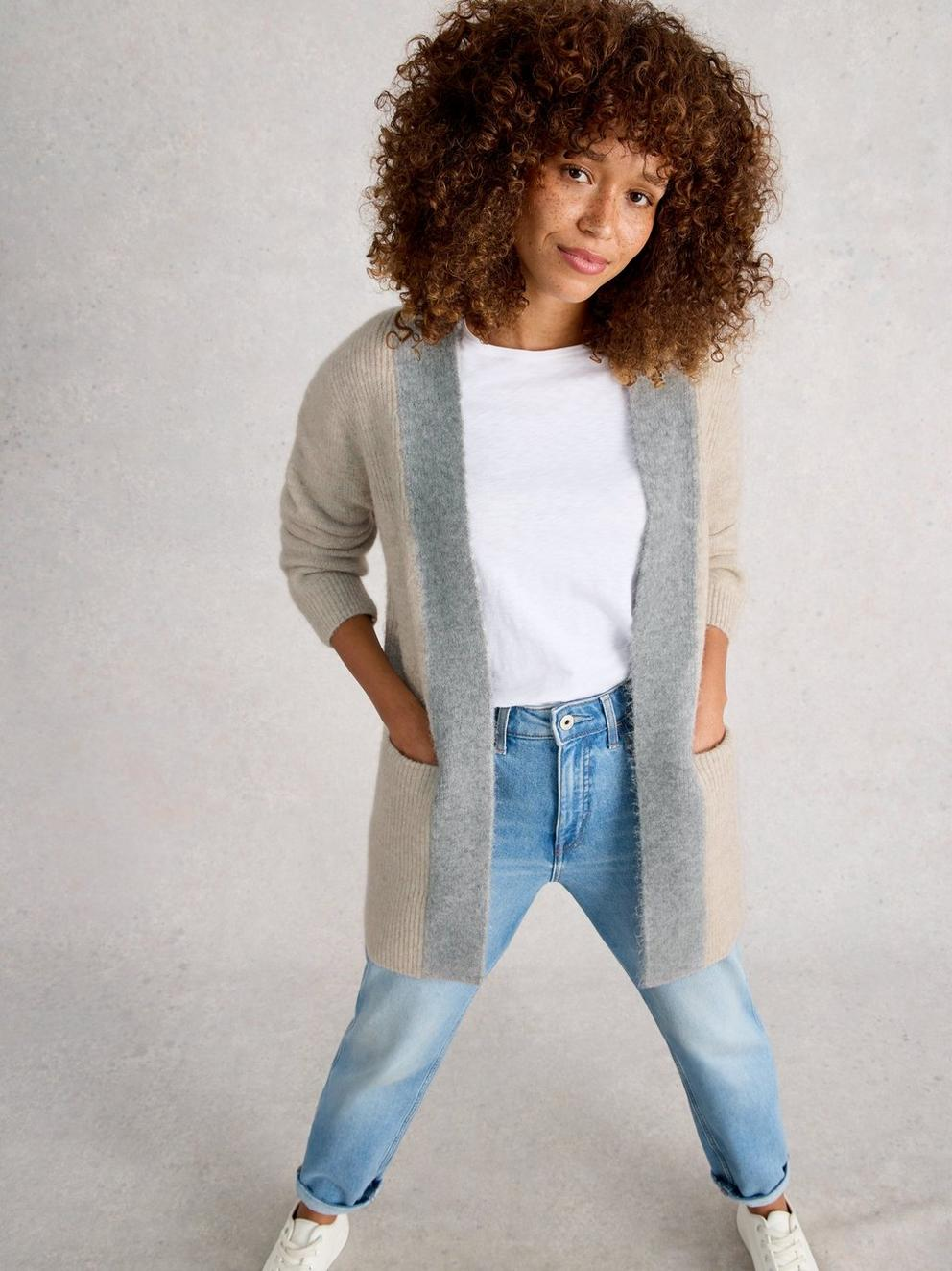 White Stuff Erin Longline Cardigan - Natural Multi