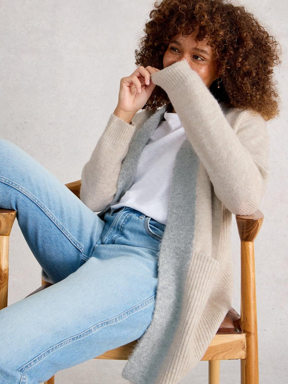 White Stuff Erin Longline Cardigan - Natural Multi