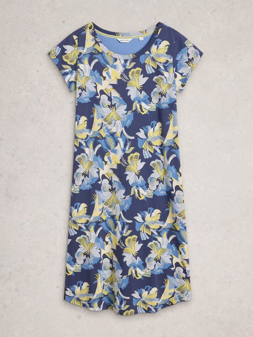 White Stuff Eva Midi Jersey Nightie - Purple Print