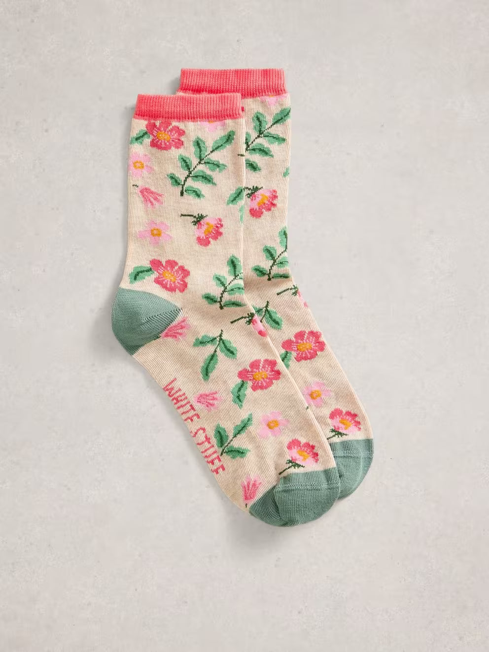 White Stuff Floral Ankle Sock - Natural Multi