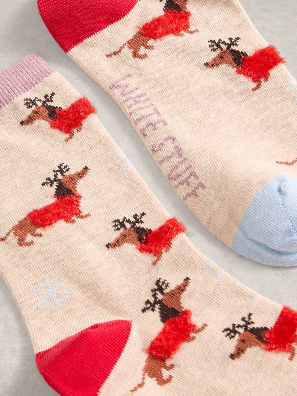 White Stuff Fluffy Ankle Sock - Natural Multi