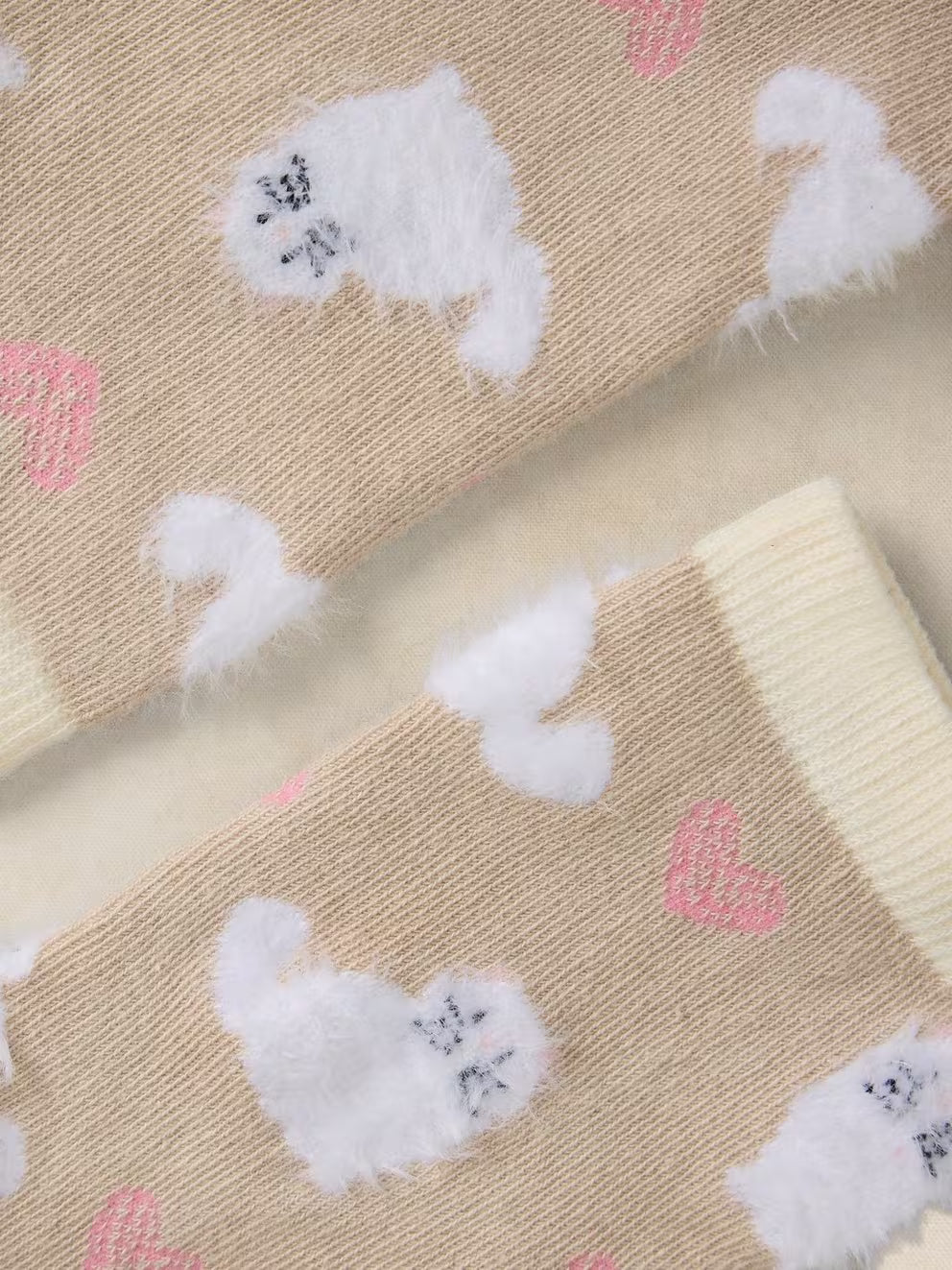 White Stuff Fluffy Cat Ankle Sock - Dark Natural