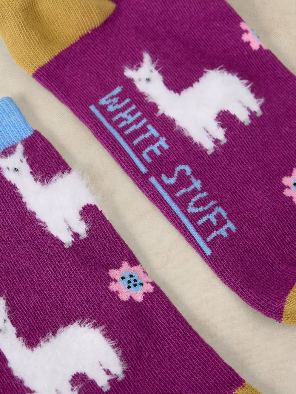 White Stuff Fluffy Llama Ankle Sock - Purple