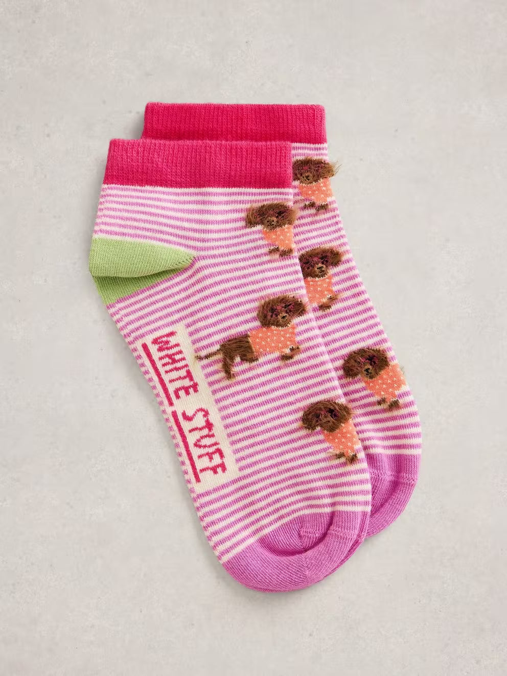 White Stuff Fluffy Sausage Ankle Sock - Pink Multi