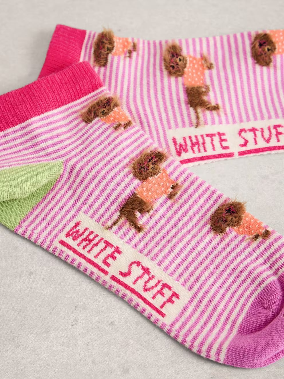 White Stuff Fluffy Sausage Ankle Sock - Pink Multi
