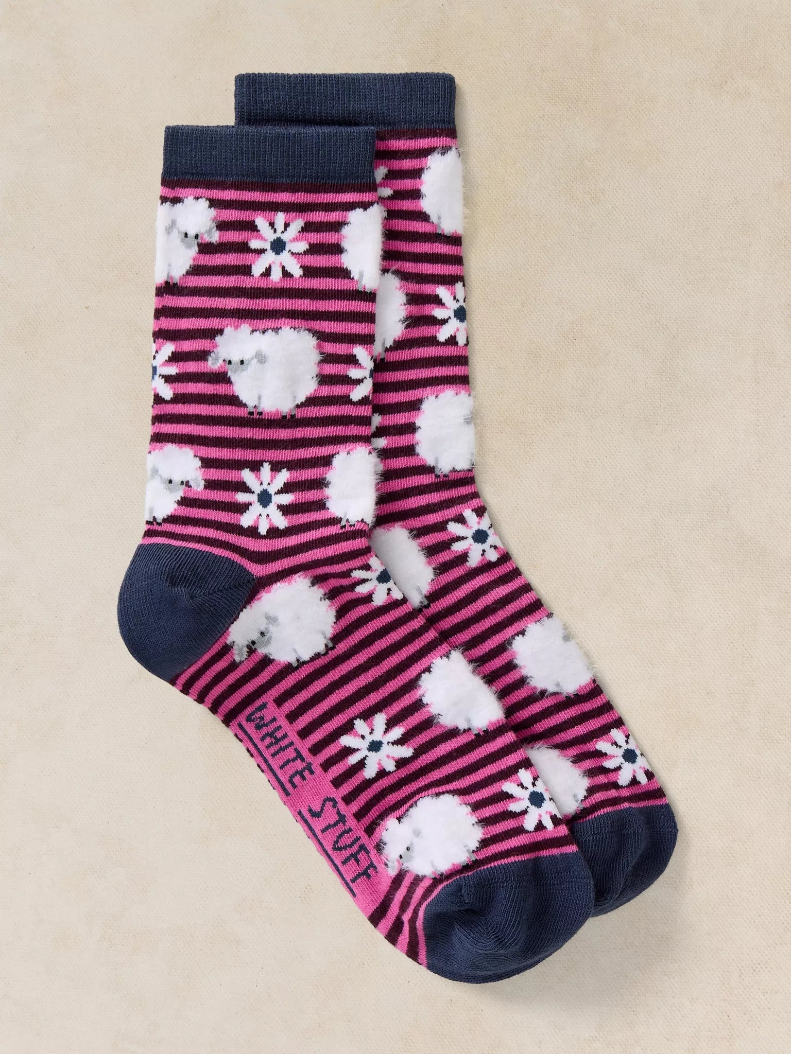 White Stuff Fluffy Sheep Ankle Sock - Dark Pink